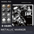8 Colors Set Metallic Marker Pen 1mm DIY Reflective Paint Pen Permanent Gold SILVER Marker Touch Up, Model Painting, Marking