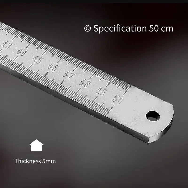 Engineered for Emergencies: 50cm Stainless Steel Ruler with Hardened Tip for Measurement & Window-Breaking
