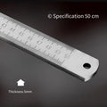 Engineered for Emergencies: 50cm Stainless Steel Ruler with Hardened Tip for Measurement & Window-Breaking