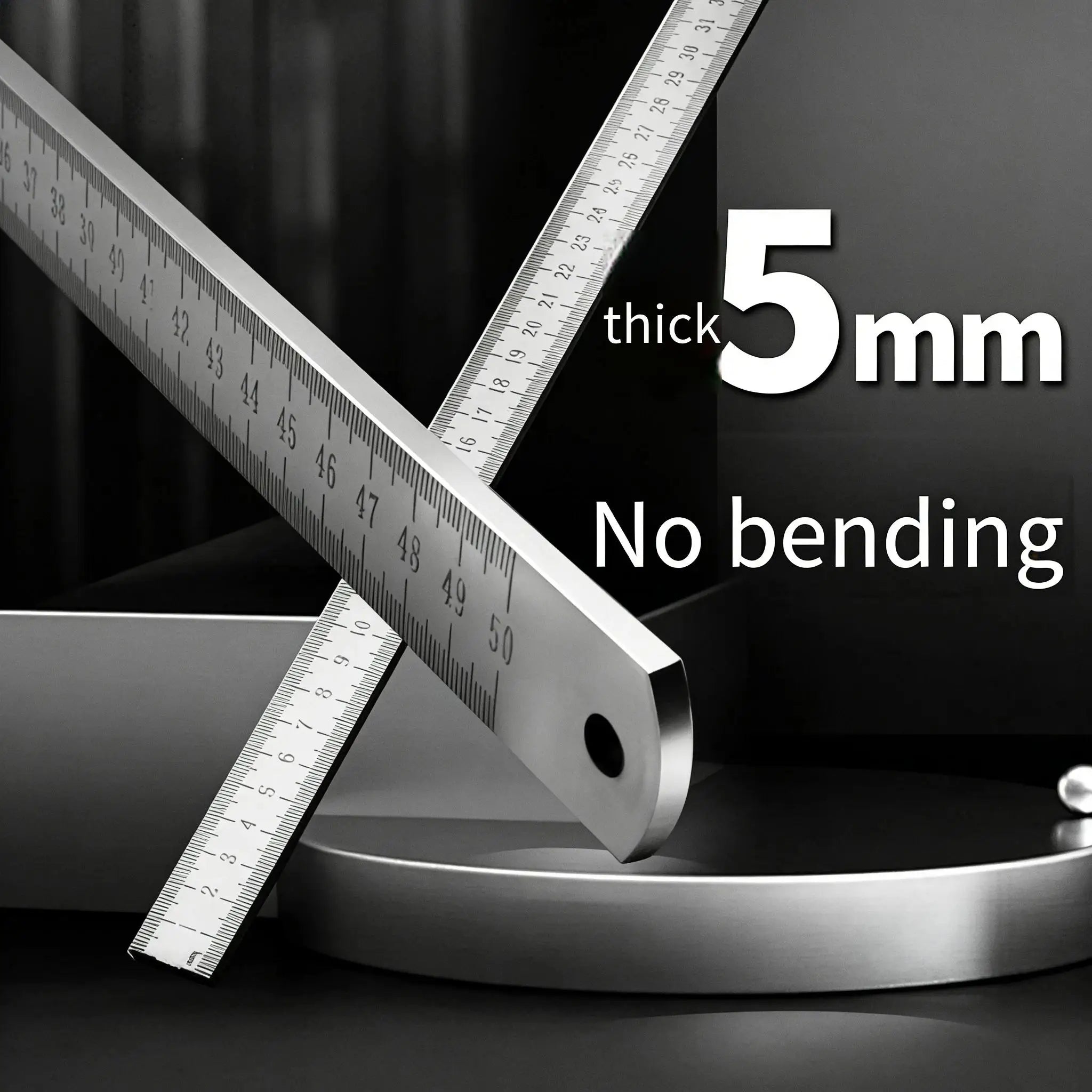Engineered for Emergencies: 50cm Stainless Steel Ruler with Hardened Tip for Measurement & Window-Breaking