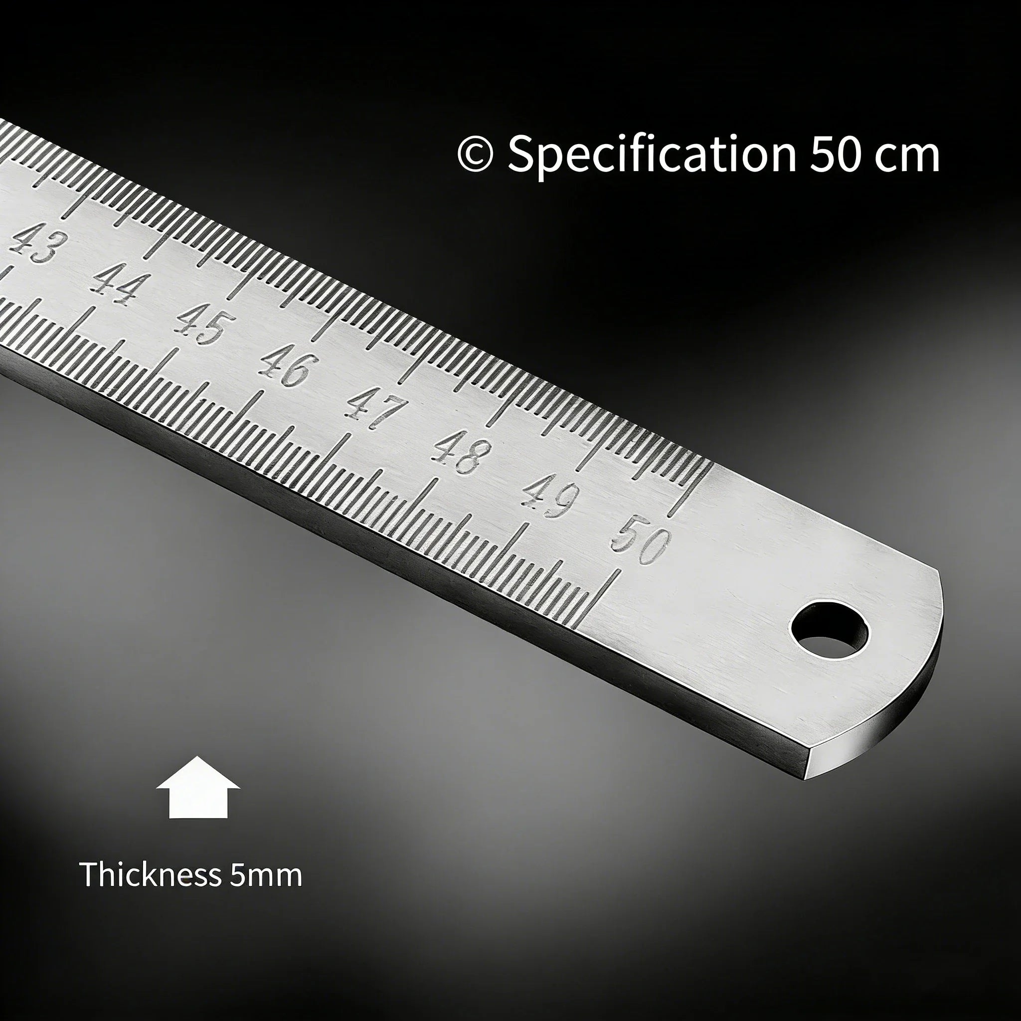 Engineered for Emergencies: 50cm Stainless Steel Ruler with Hardened Tip for Measurement & Window-Breaking