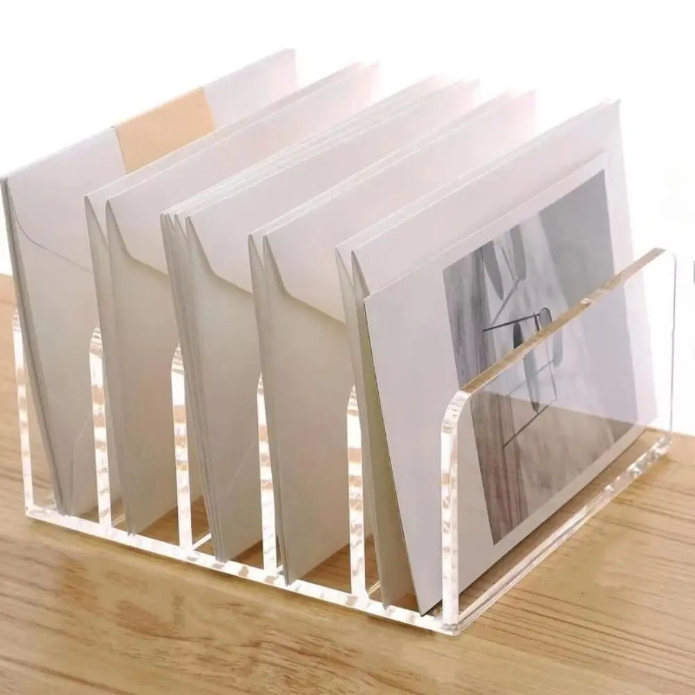 Vertical File Organizer Letter Holder File Sorter Desktop Organizer Acrylic Transparent Mail Organizer Office Supplies